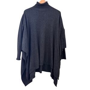 Kinross Cashmere Turtleneck Sweater Poncho Gray Size XS